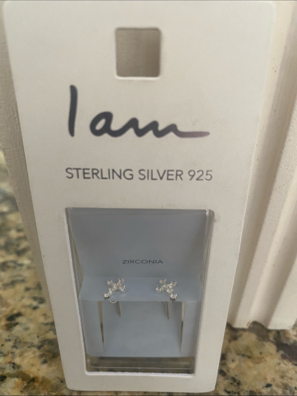 Sterling Silver 925 Zirconia Stud cross Earrings NWT